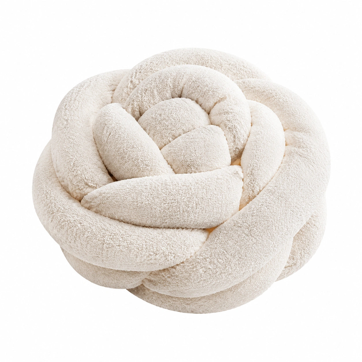 Knotenkissen 30 cm aus Textil in Creme als geflochtenes Dekokissen