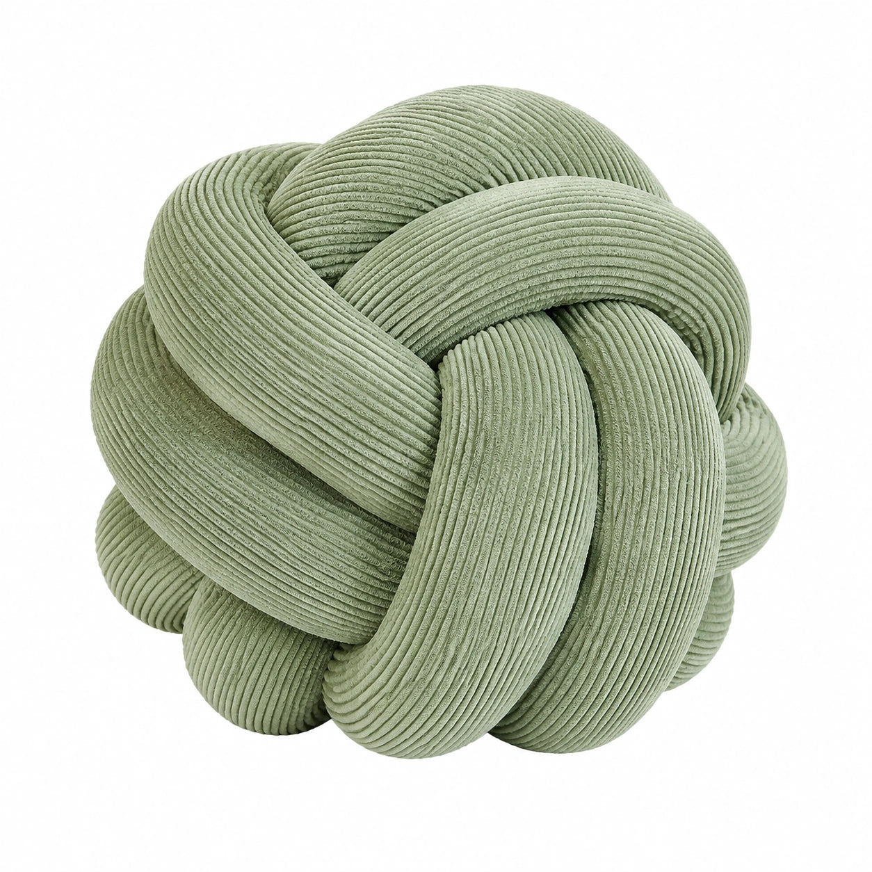Knotenkissen 30 cm aus Rippstoff in Salbeigrün - dekorativ