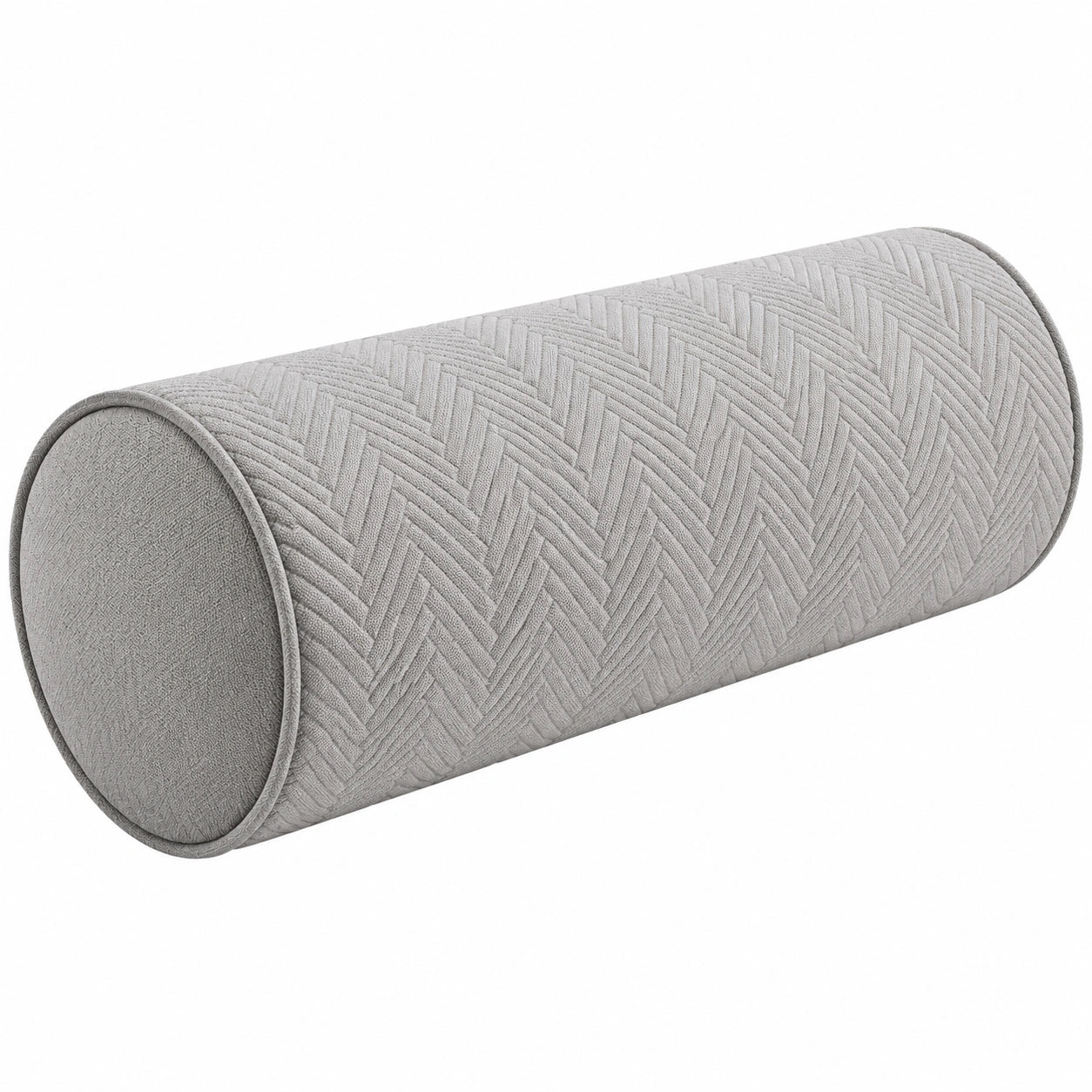 Nackenrolle 20 x 50 cm Textil Grau - zylindrisches Zierkissen mit Strukturmuster