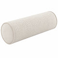 Nackenrolle 15 x 45 cm cremefarbener Textilbezug mit Struktur für Sofa und Bett