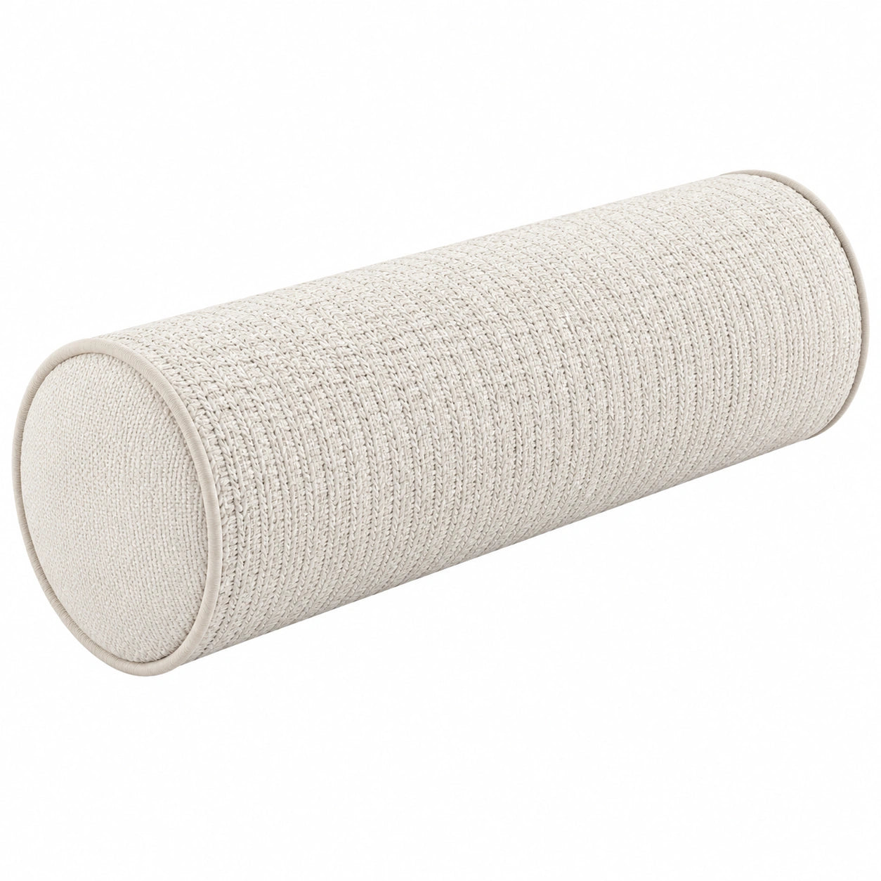 Nackenrolle 15 x 45 cm cremefarbener Textilbezug mit Struktur für Sofa und Bett