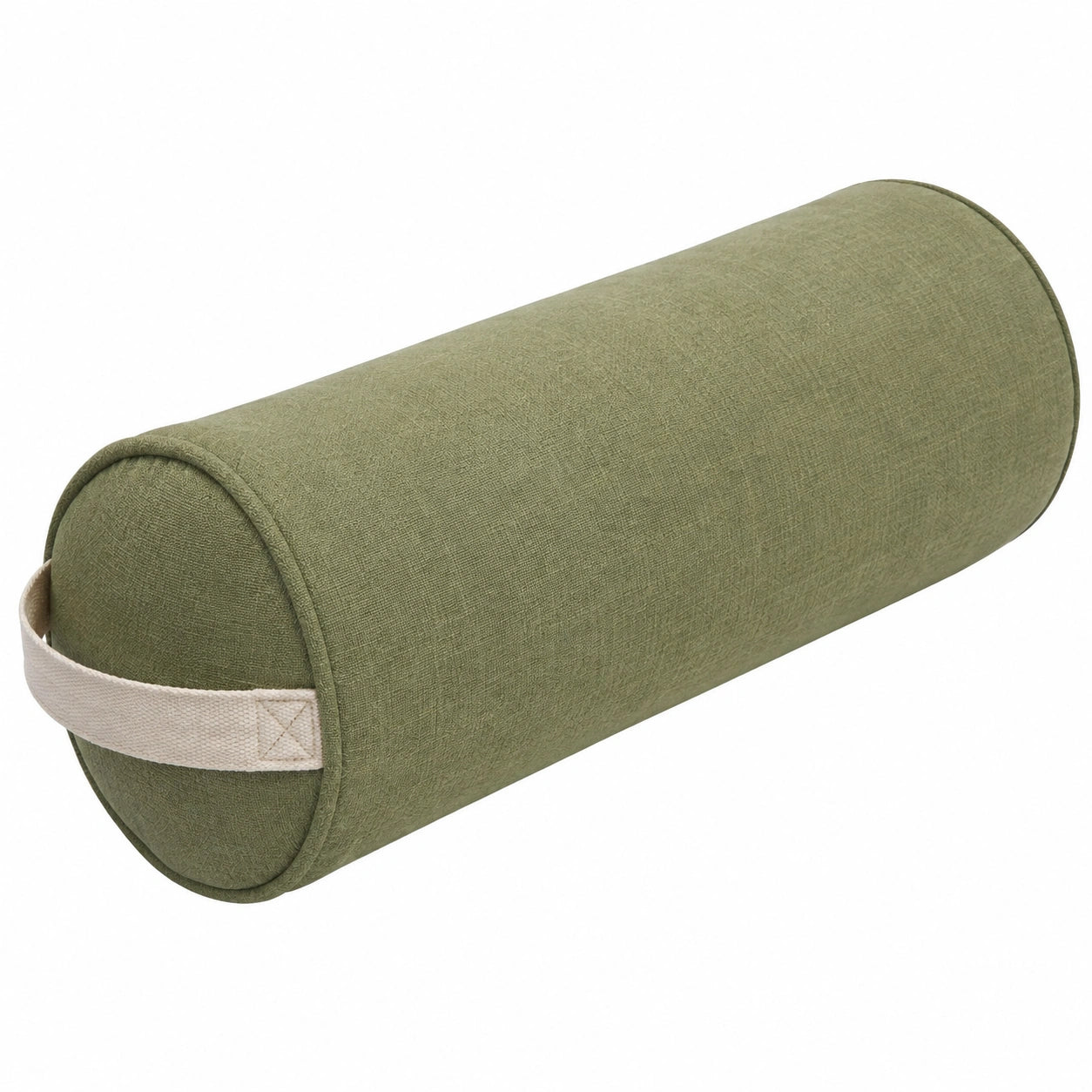 Nackenrolle 15 x 45 cm aus Textil Olivgrün mit Trageschlaufe