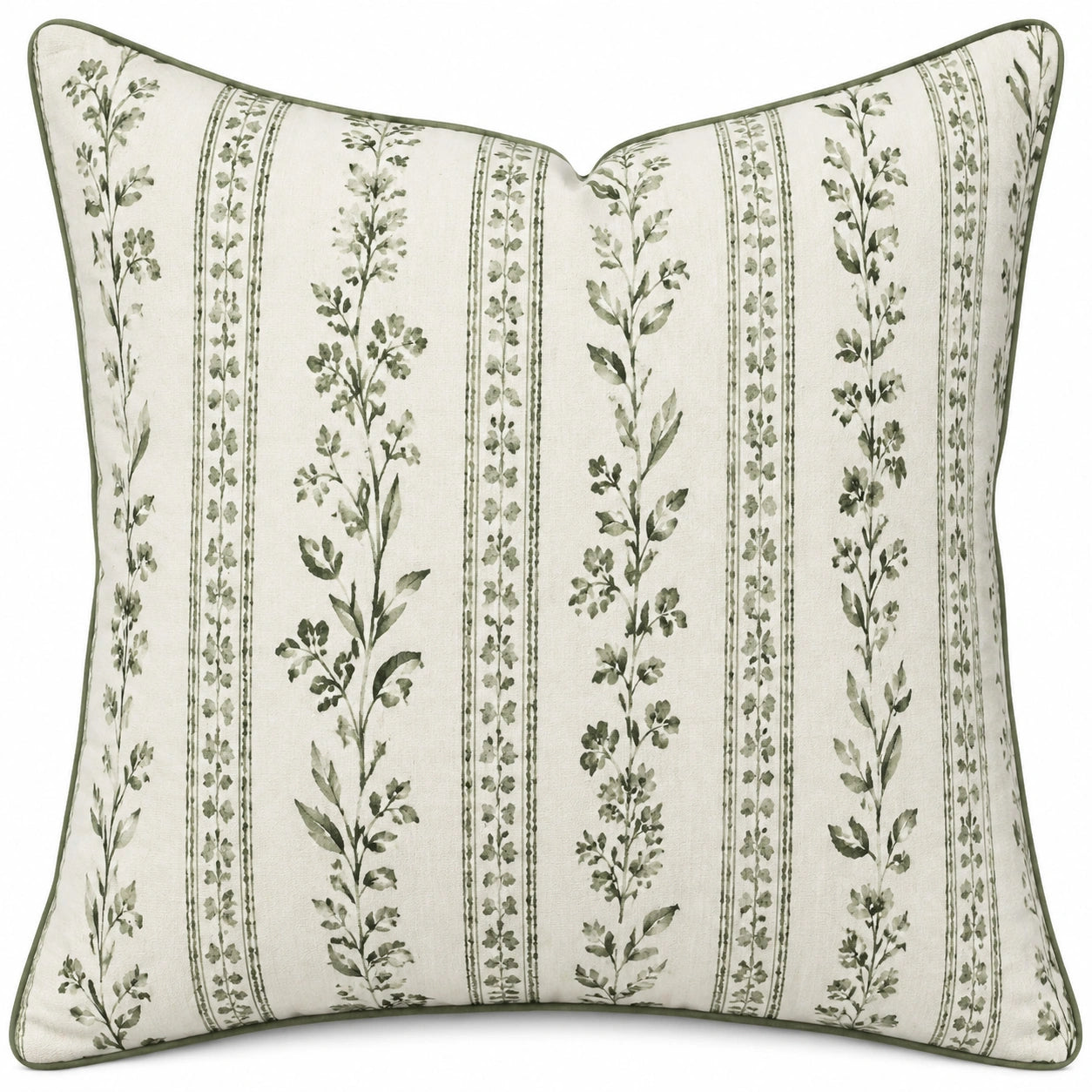 Dekokissen 45 x 45 cm Textil Cremegrün mit Blumenmuster