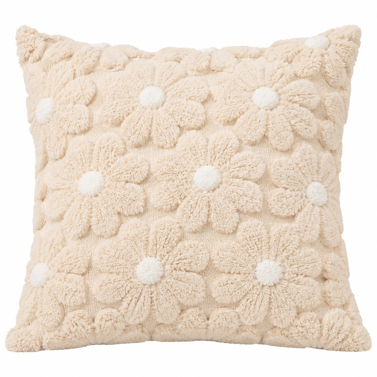 Dekokissen 45 x 45 cm Creme Textil mit Blumenstruktur