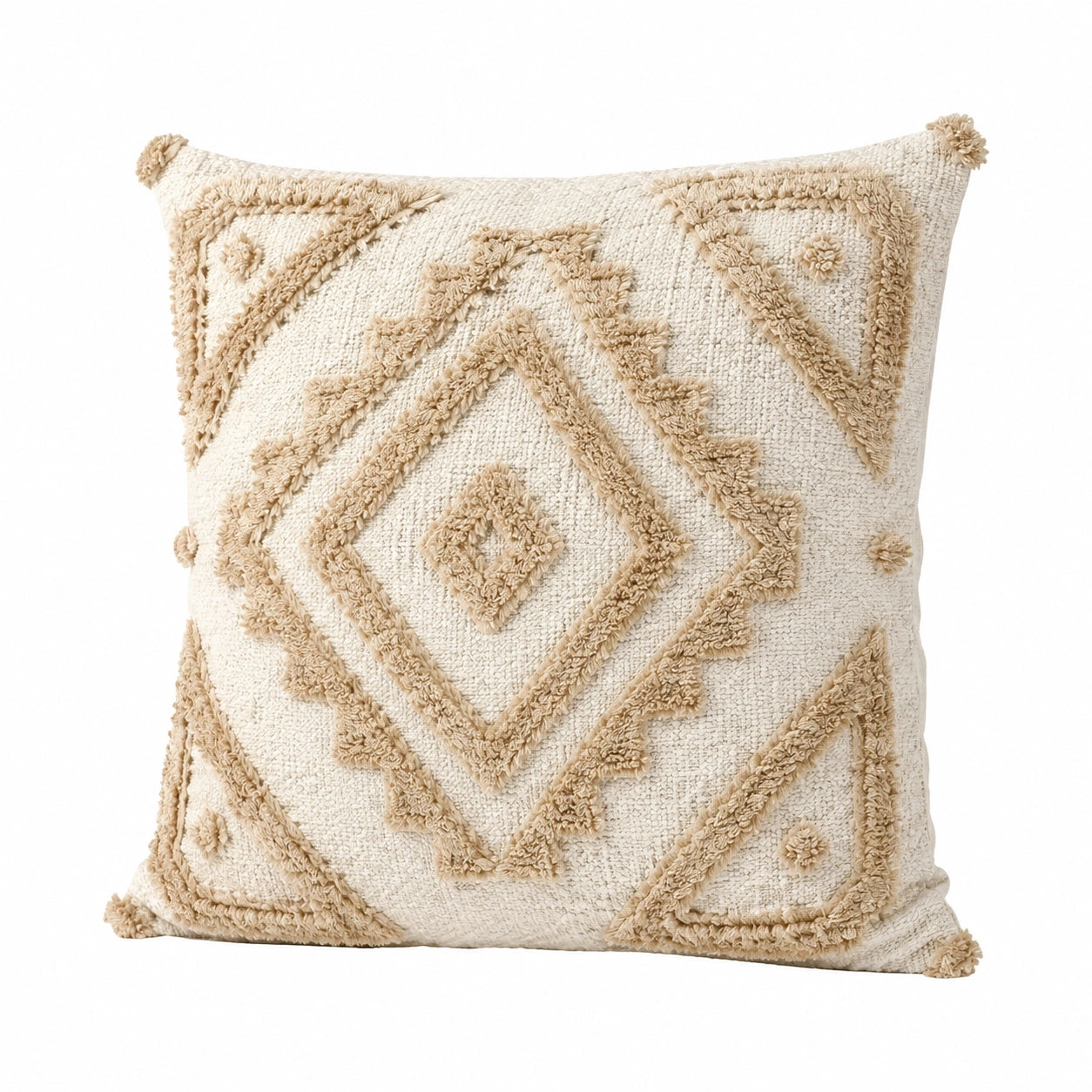 Dekokissen 45 x 45 cm Creme Beige Textil mit geometrischer Tuftstruktur