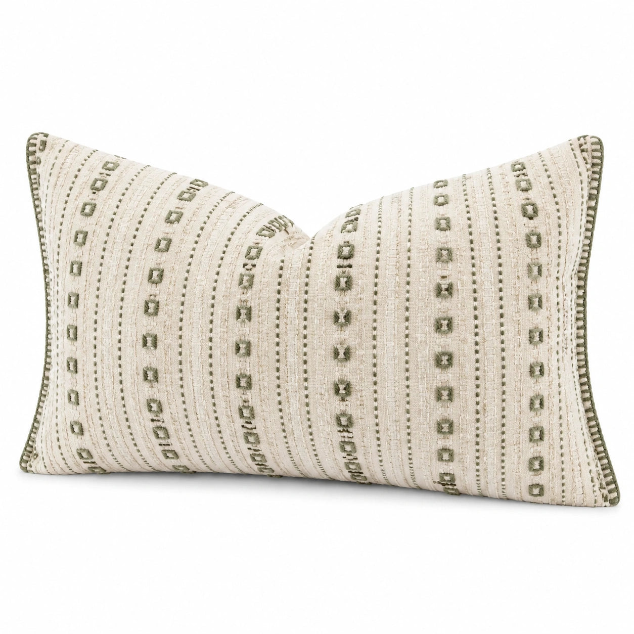 Rechteckiges Dekokissen 50 x 30 cm Textil Cremegrün mit Strukturmuster