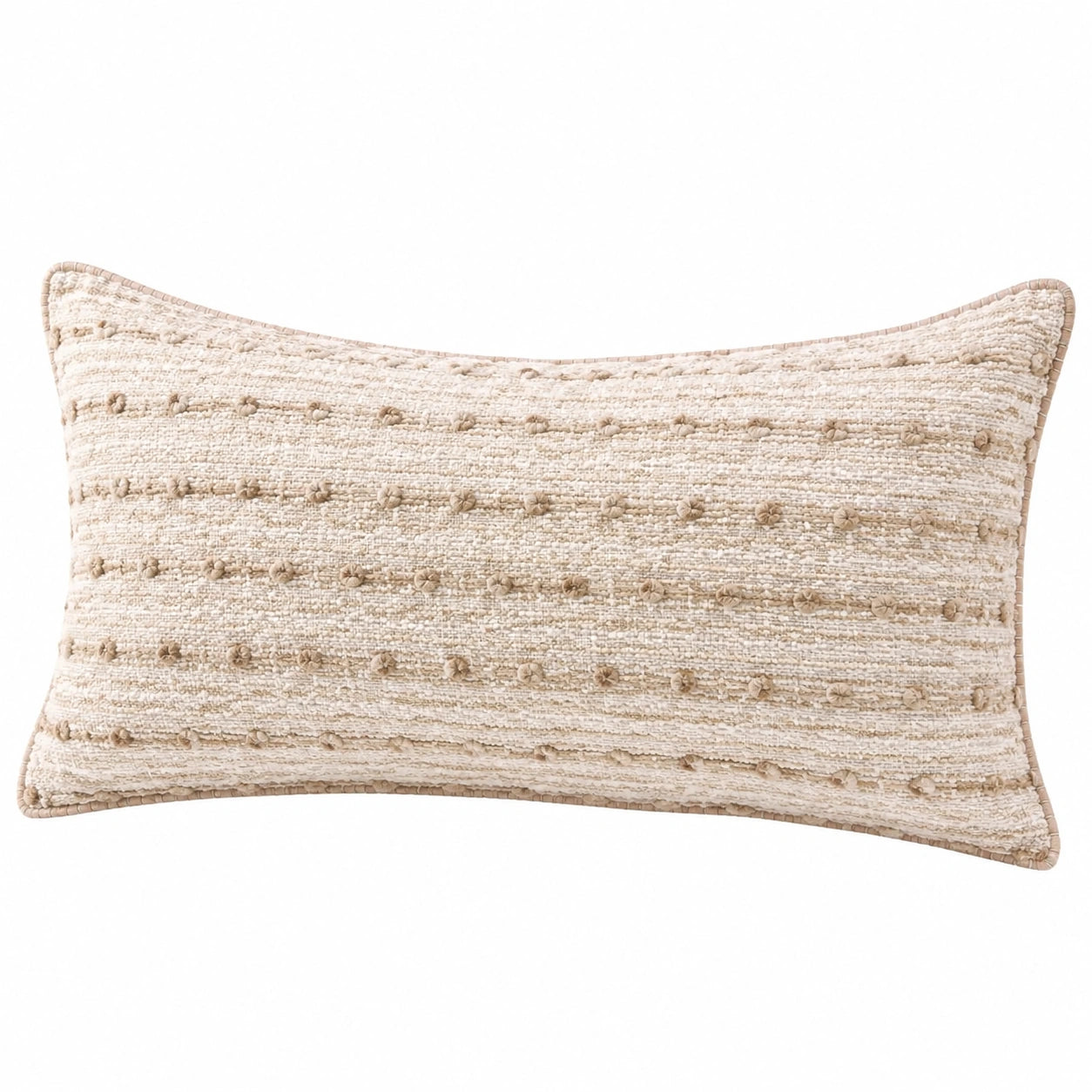 Dekokissen 50 x 30 cm aus Textilgewebe in Beige mit Noppenstruktur