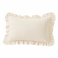 Rechteckiges Dekokissen 45 x 35 cm Polyester Creme mit Rüschen