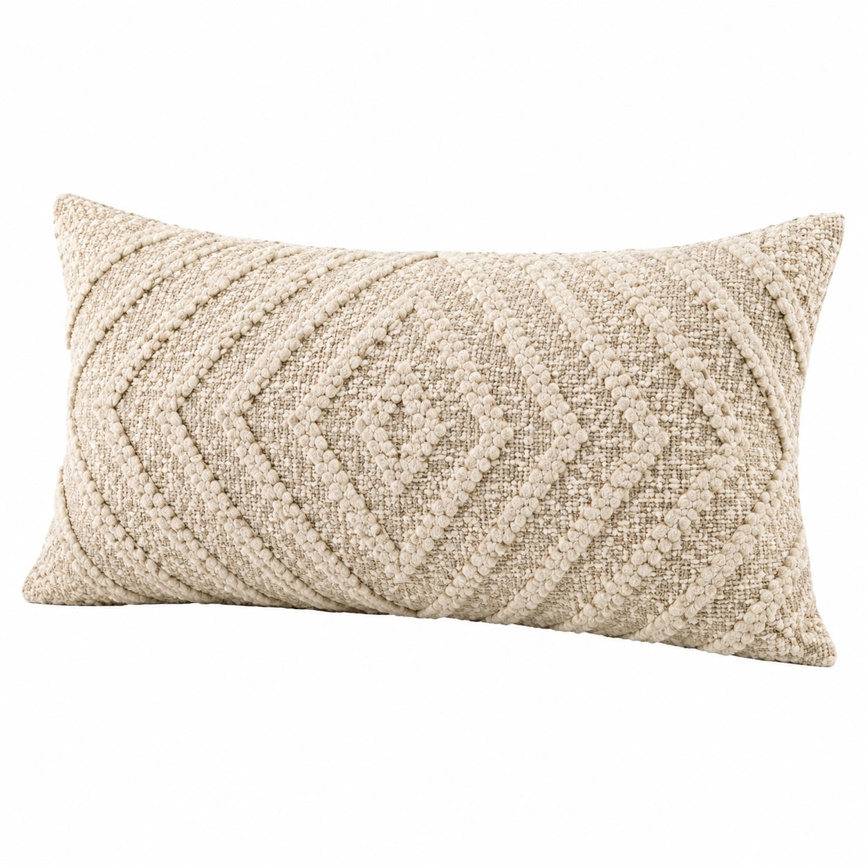 Dekokissen 50 x 30 cm Creme Textil mit Strukturmuster weich