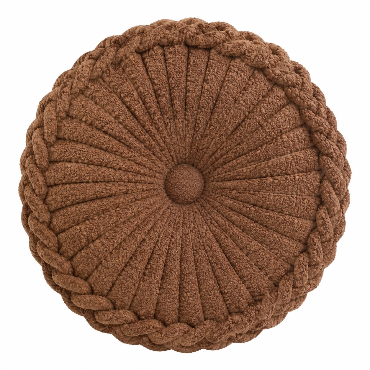 Rundes Zierkissen 45 cm aus Polyester Braun mit Strukturdesign