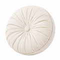 Rundes Zierkissen 45 cm Creme Textil mit Faltenstruktur